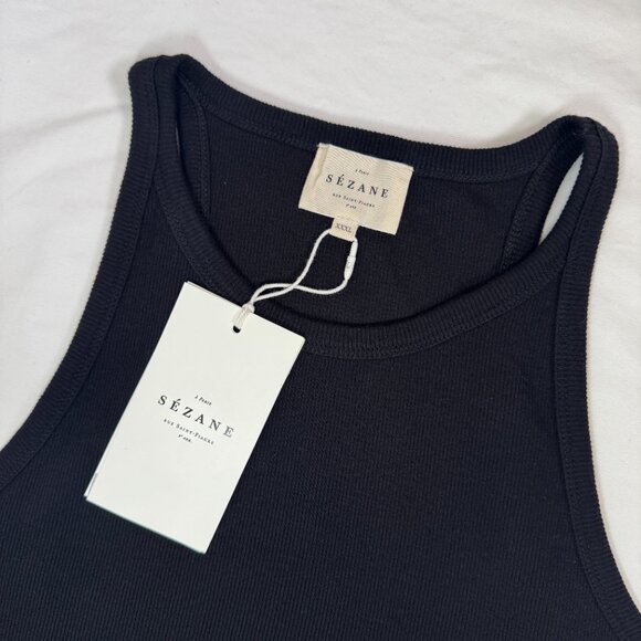 NWT Sezane Marcelo Tank top Black Organic Cotton XXXL - Picture 1 of 10